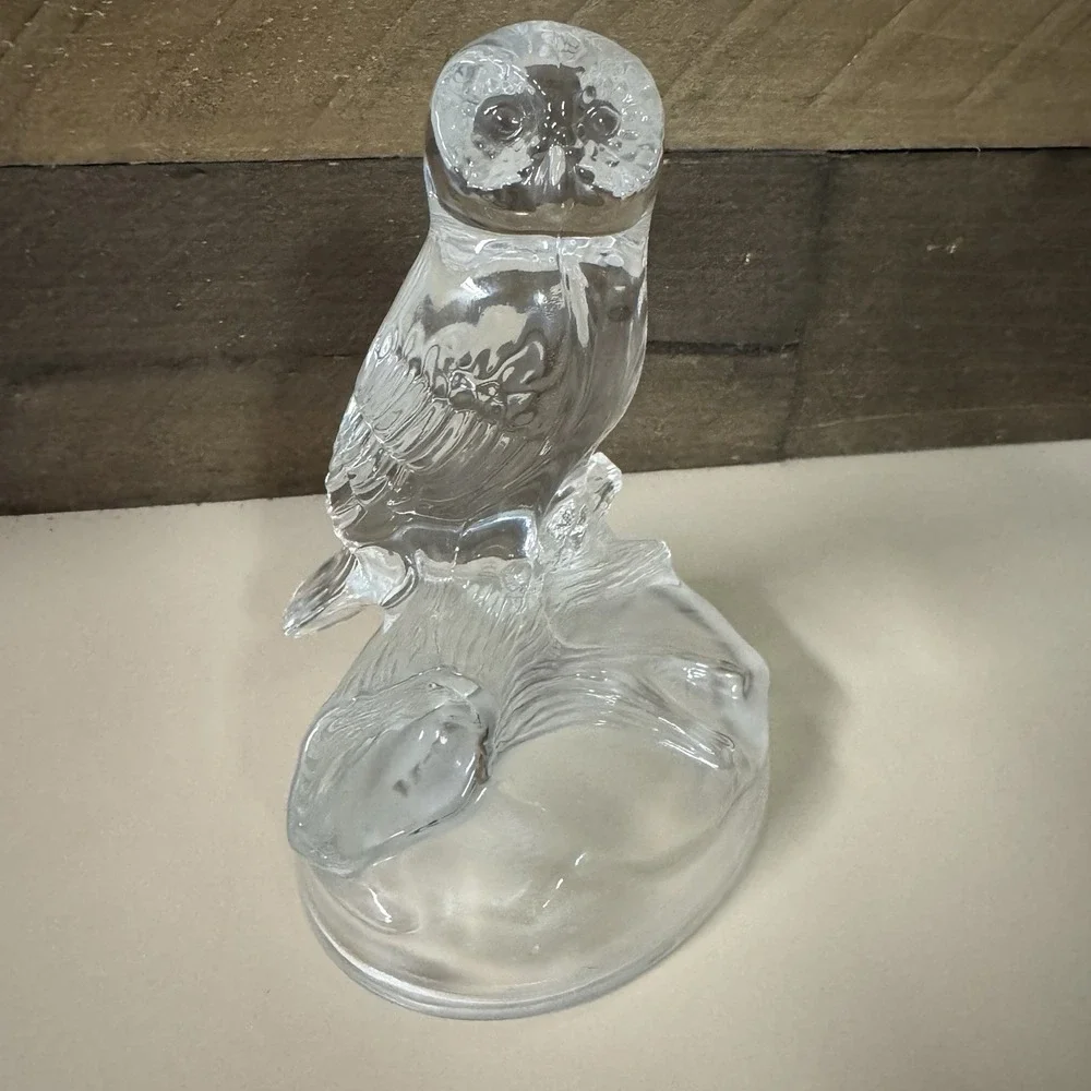 Lead Crystal Owl on Branch Frosted‎ Base 5.5
